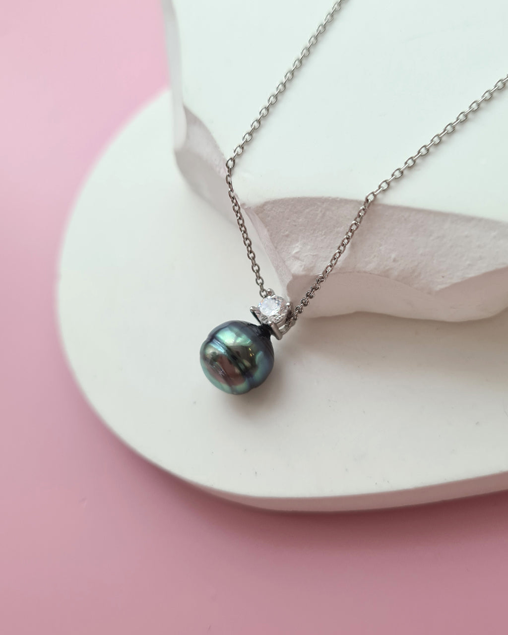 Tahitian Pearl Necklace - Blue Sheen Pearl Drop Pendant 9mm Pearl Jewelry in Singapore