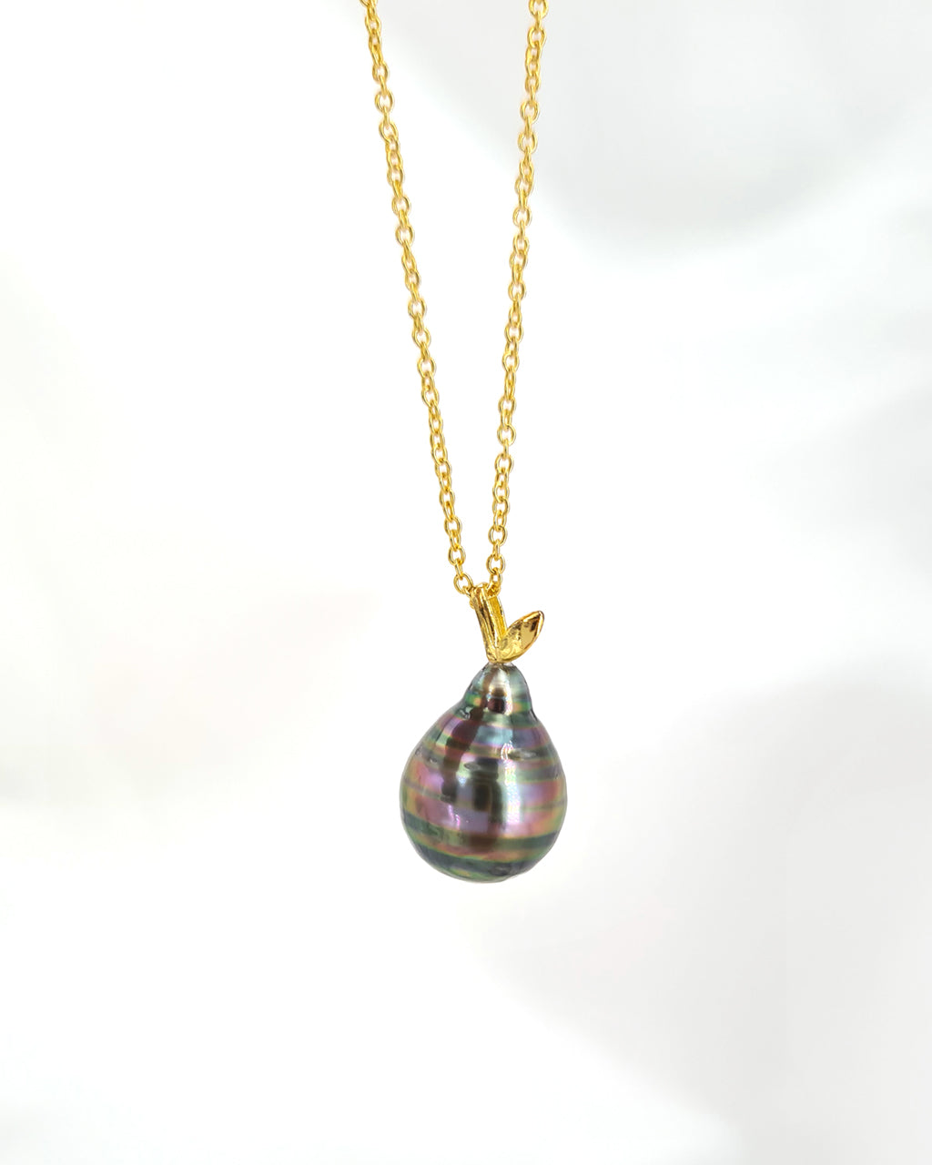 Tahitian Pearl Necklace - Rainbow Teardrop Pear Pearl Pendant Jewelry