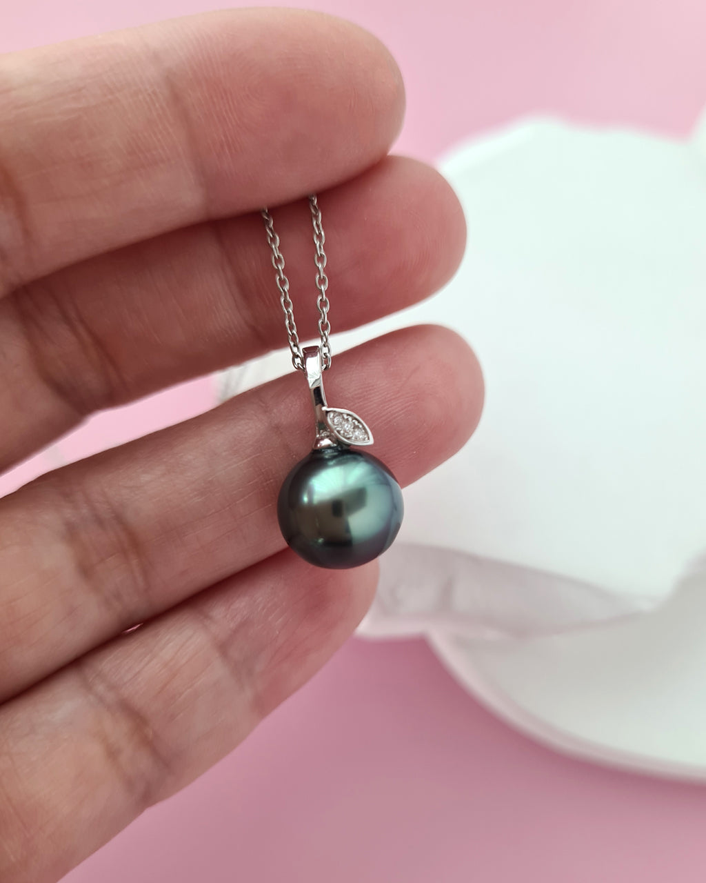 Tahitian Pearl Necklace - Pear Pendant, modern elegant pearl jewelry in Singapore