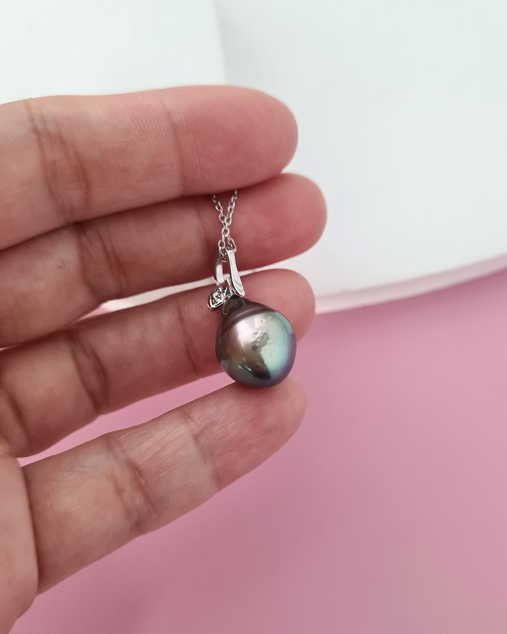 Tahitian Pearl Necklace - Pear Pendant, modern elegant pearl jewelry in Singapore
