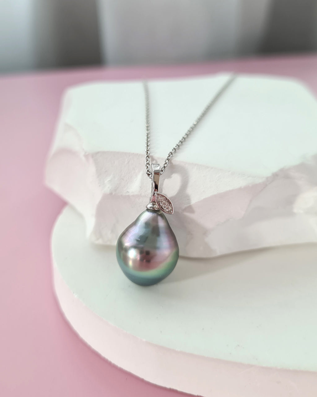 Tahitian Pearl Necklace - Pear Pendant, modern elegant pearl jewelry in Singapore