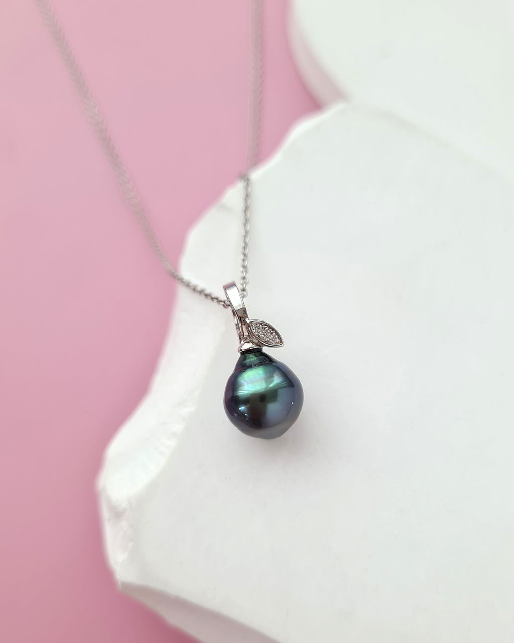 Tahitian Pearl Necklace - Pear Pendant, modern elegant pearl jewelry in Singapore