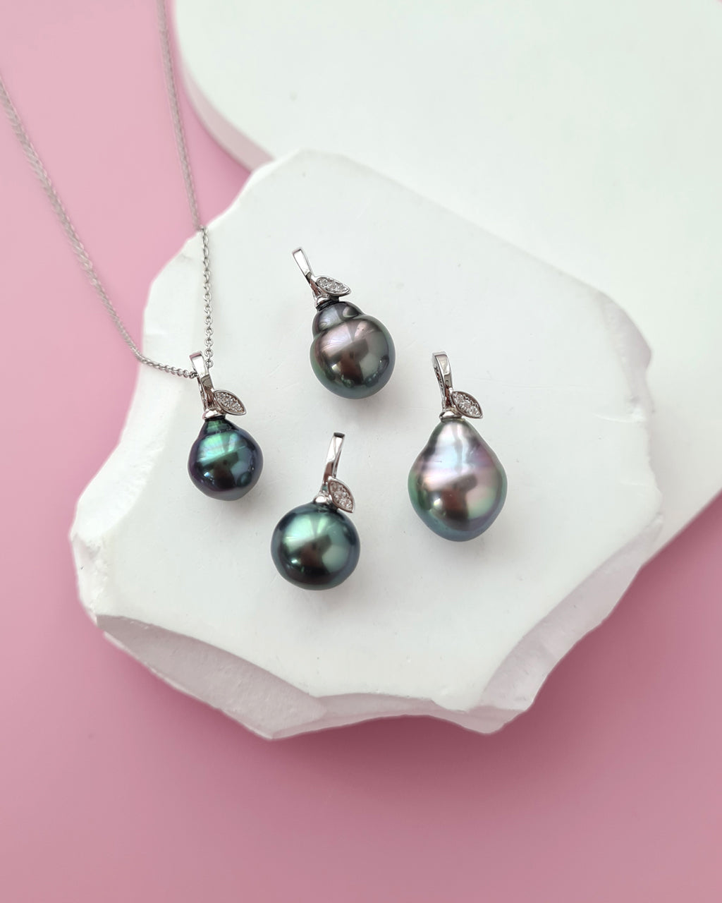 Tahitian Pearl Necklace - Pear Pendant, modern elegant pearl jewelry in Singapore