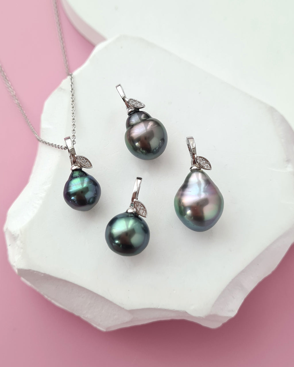 Tahitian Pearl Necklace - Pear Pendant, modern elegant pearl jewelry in Singapore