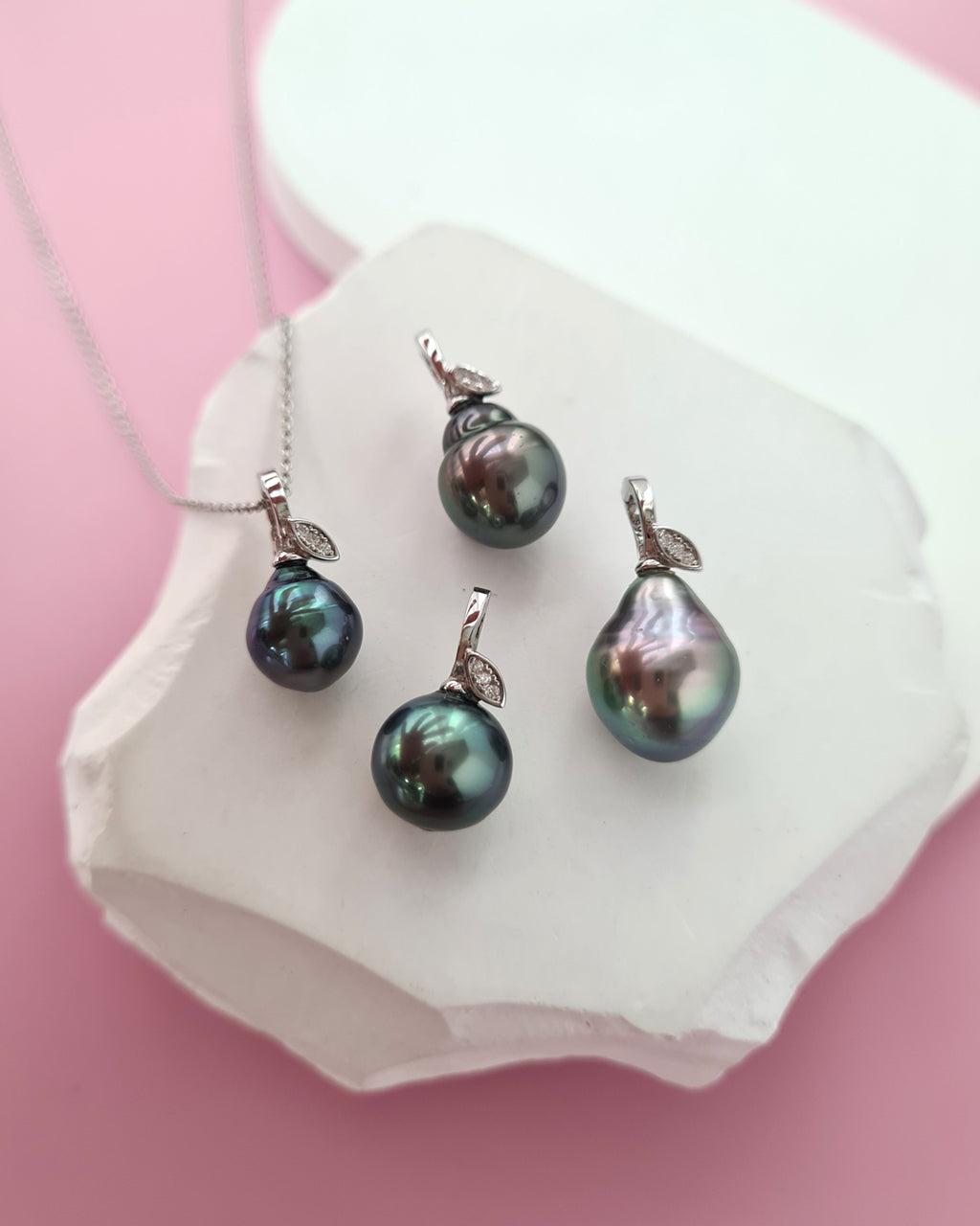 Tahitian Pearl Necklace - Pear Pendant, modern elegant pearl jewelry in Singapore