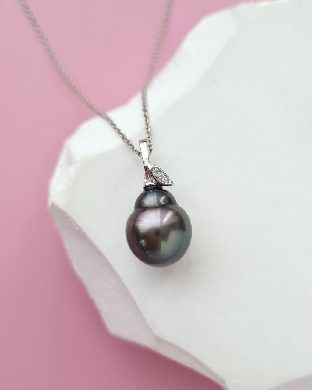 Tahitian Pearl Necklace - Pear Pendant, modern elegant pearl jewelry in Singapore