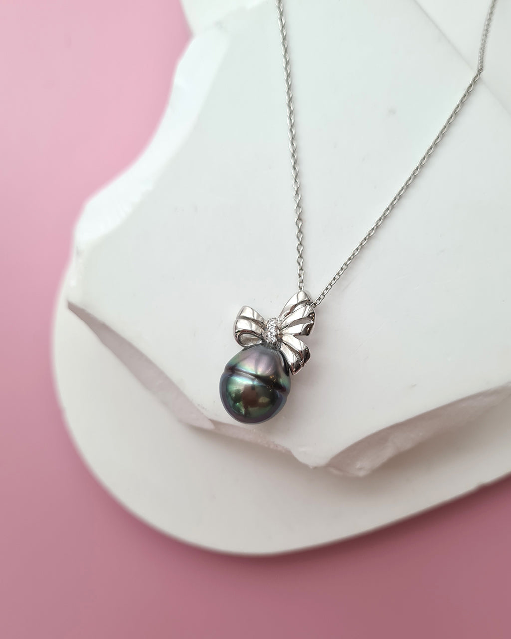 Tahitian Pearl Pendant Necklace - 10mm+ Oval, Sterling Silver pearl jewelry in Singapore