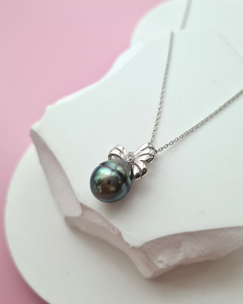 Tahitian Pearl Pendant Necklace - 10mm+ Oval, Sterling Silver pearl jewelry in Singapore
