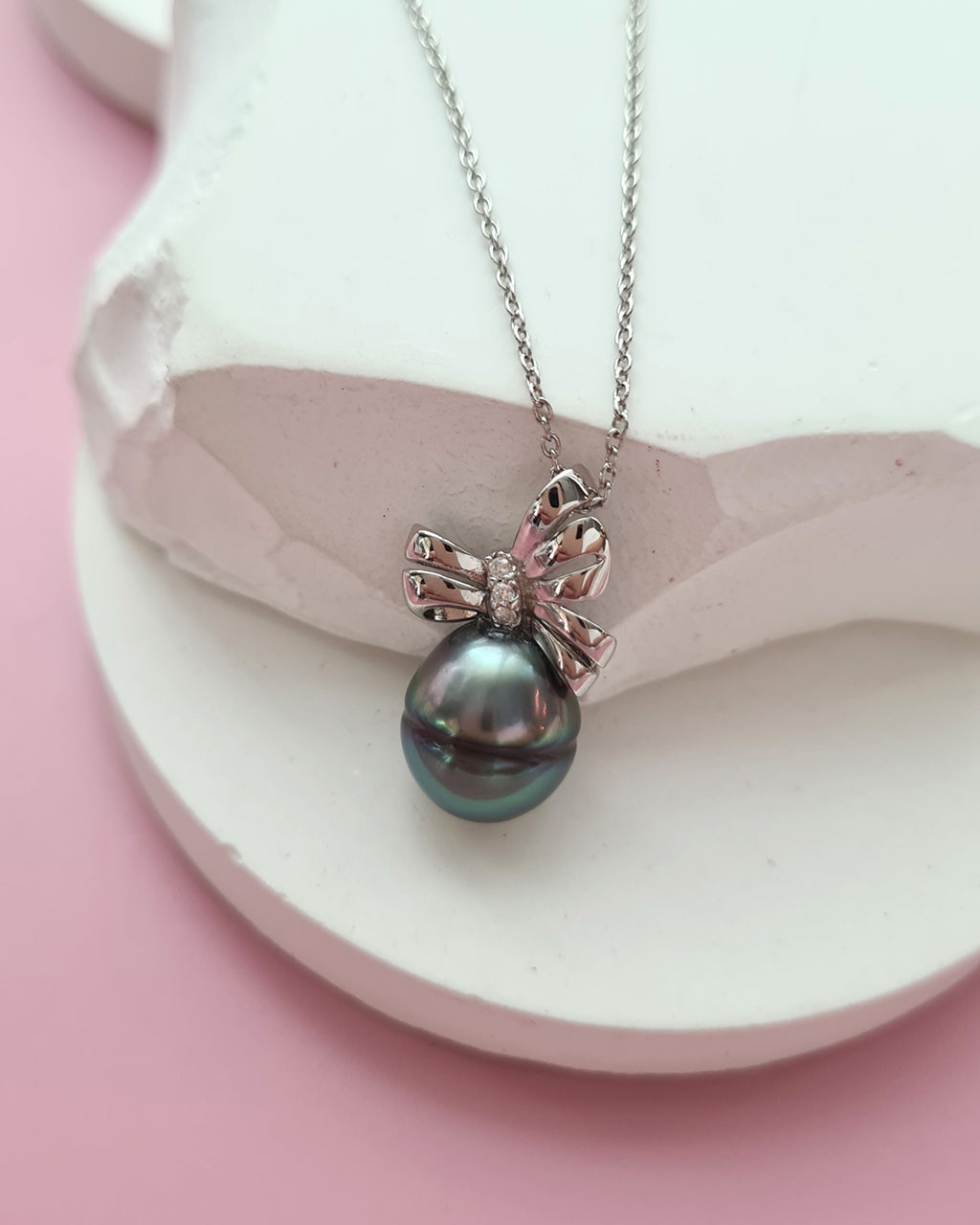 Tahitian Pearl Pendant Necklace - 10mm+ Oval, Sterling Silver pearl jewelry in Singapore