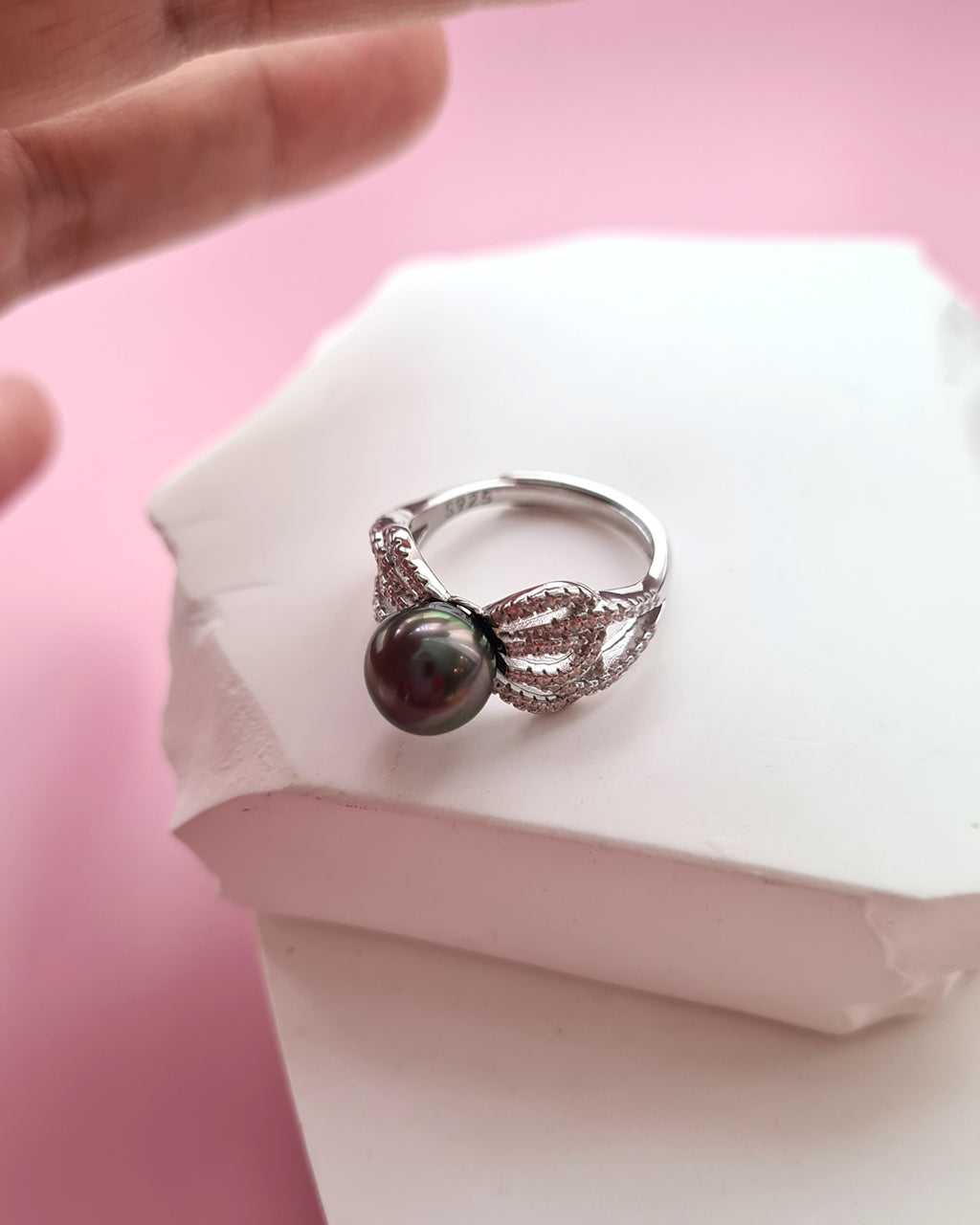 Tahitian Pearl Ring in Sterling Silver, Pearl Jewelry in Singapore