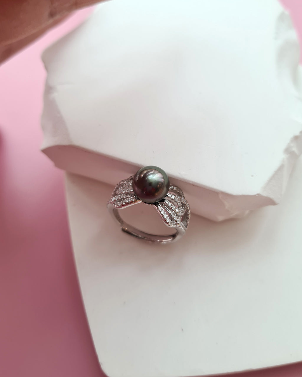 Tahitian Pearl Ring in Sterling Silver, Pearl Jewelry in Singapore