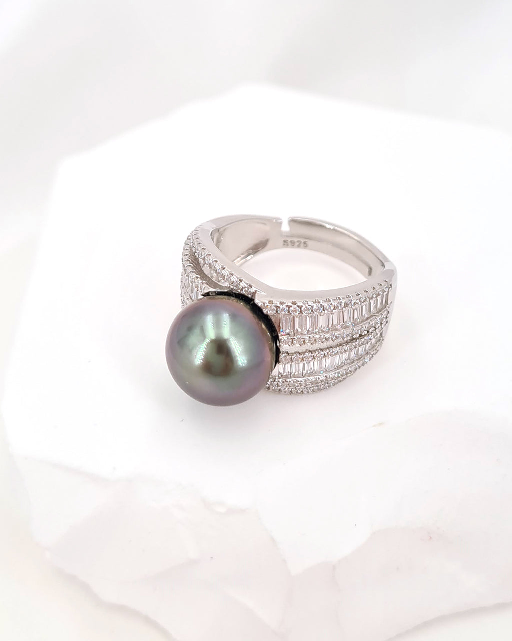 Tahitian Pearl Ring - Royal Pearl Ring in Sterling Silver