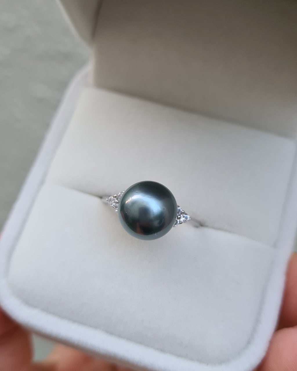 Blue Tahitian Pearl Ring - Elegant Simple Affordable Luxury Pearl Jewelry