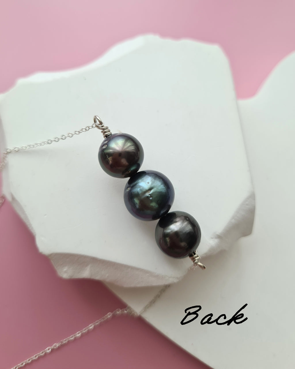Tahitian Pearl Trio Necklace - 11mm+ & 12mm+ Pearl Jewelry Sterling Silver