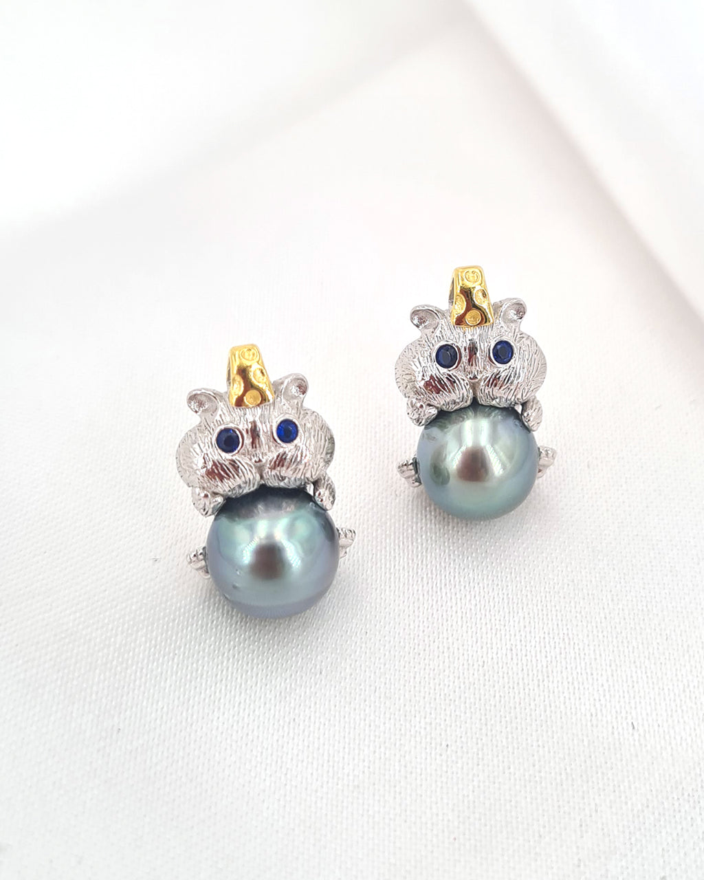 Cute Peacock Green Tahitian Pearl Necklace - Hamster Pearl Necklace 