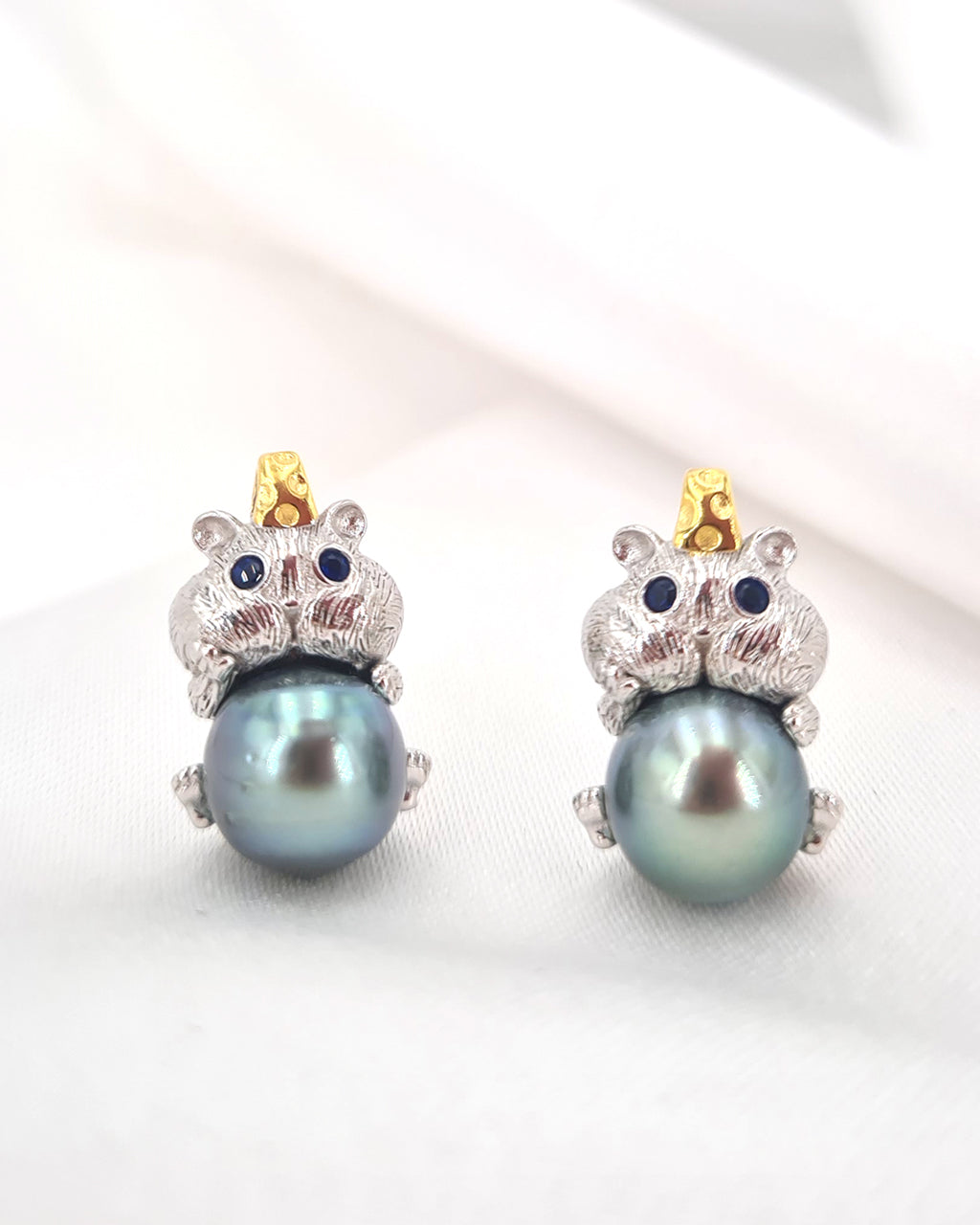 Cute Peacock Green Tahitian Pearl Necklace - Hamster Pearl Necklace 