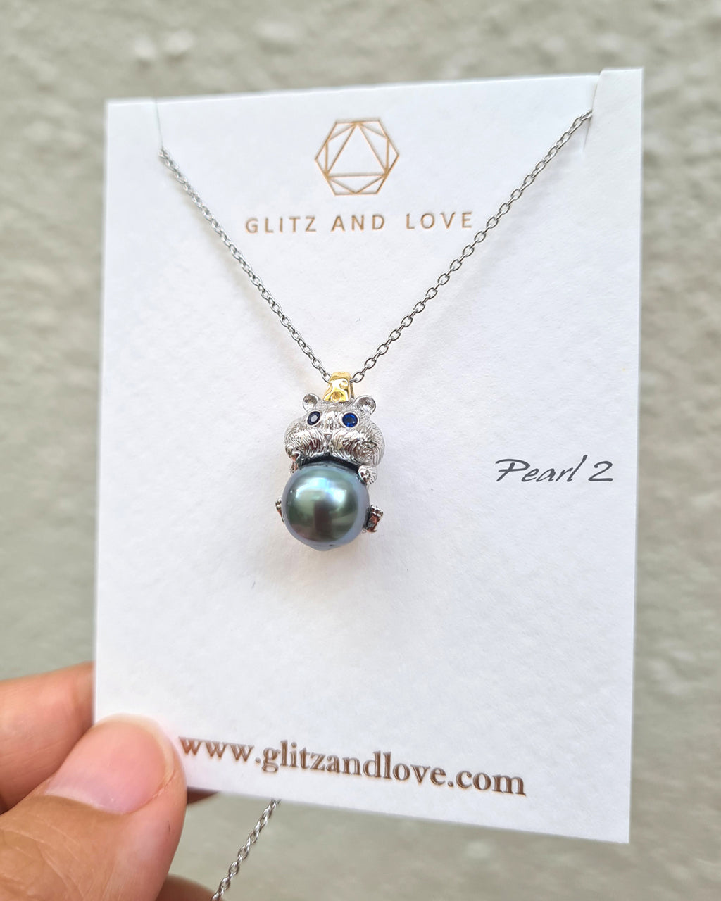 Cute Peacock Green Tahitian Pearl Necklace - Hamster Pearl Necklace 