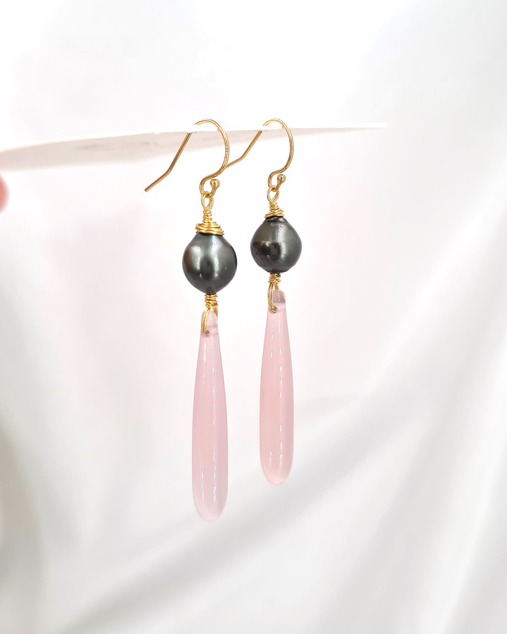 Tahitian Pearl Earrings - Simple Long Earrings 14k gold filled Pearl Jewelry