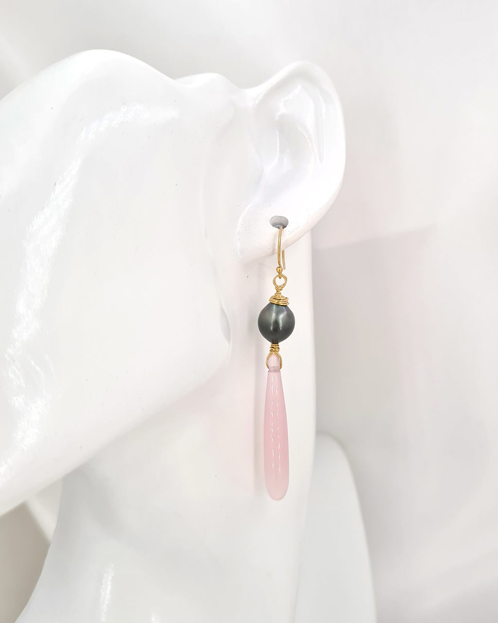 Tahitian Pearl Earrings - Simple Long Earrings 14k gold filled Pearl Jewelry