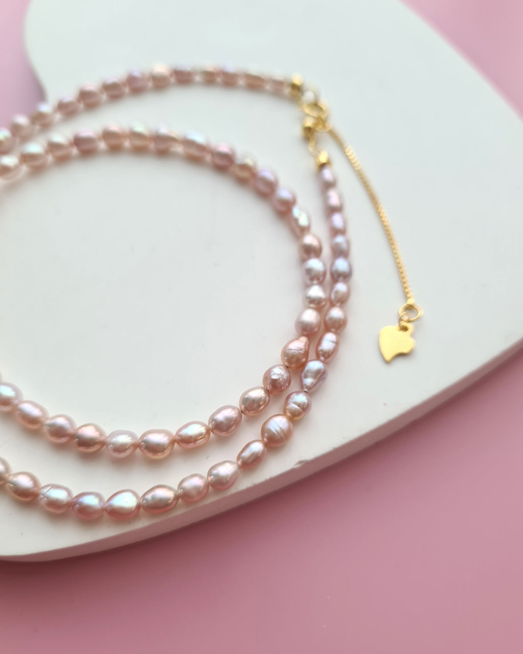 Tiny Pink Keshi Pearl Necklace, Handmade Pearl Jewelry in Singapore