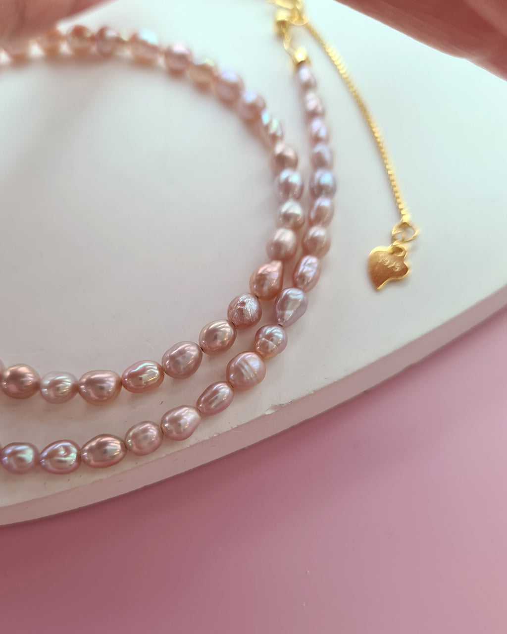 Tiny Pink Keshi Pearl Necklace, Handmade Pearl Jewelry in Singapore