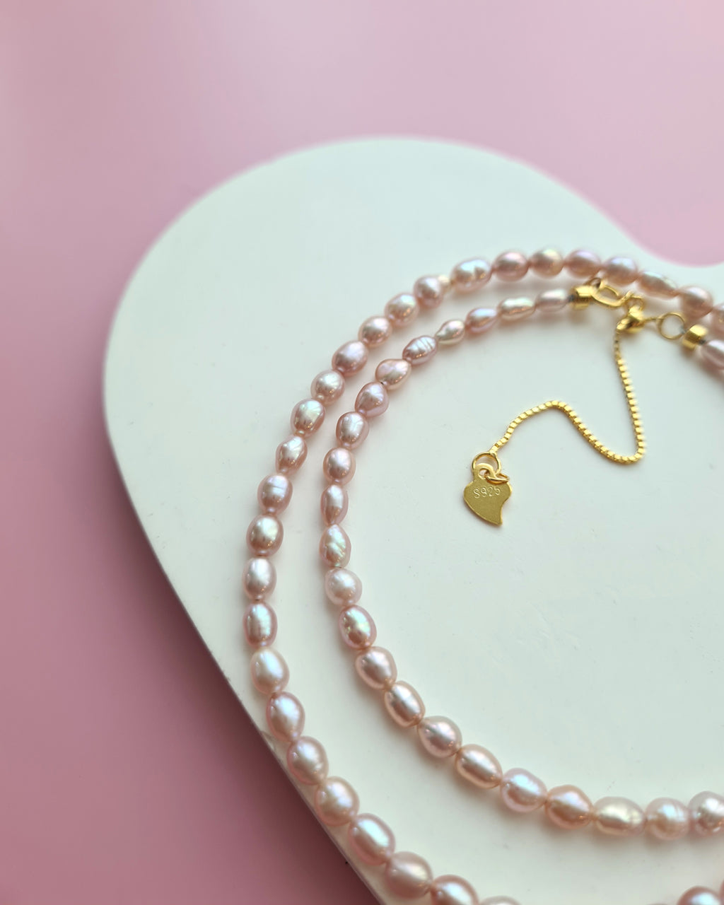 Tiny Pink Keshi Pearl Necklace, Handmade Pearl Jewelry in Singapore