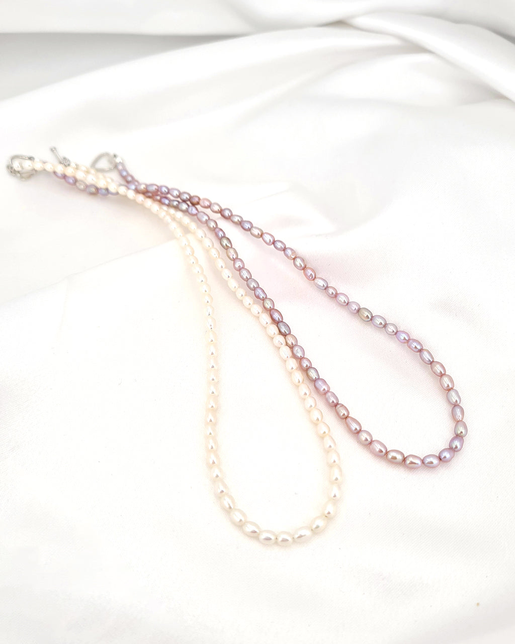 Tiny Pearl Necklace - Lavender Purple Stackable Necklace Jewelry