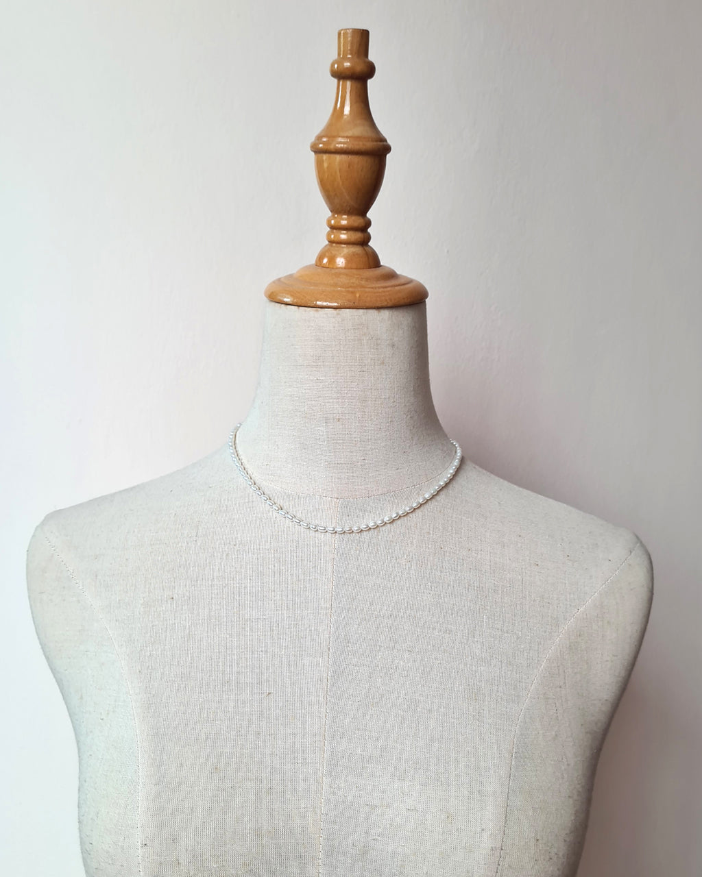 Tiny White Pearl Necklace with Sterling Silver Clasp