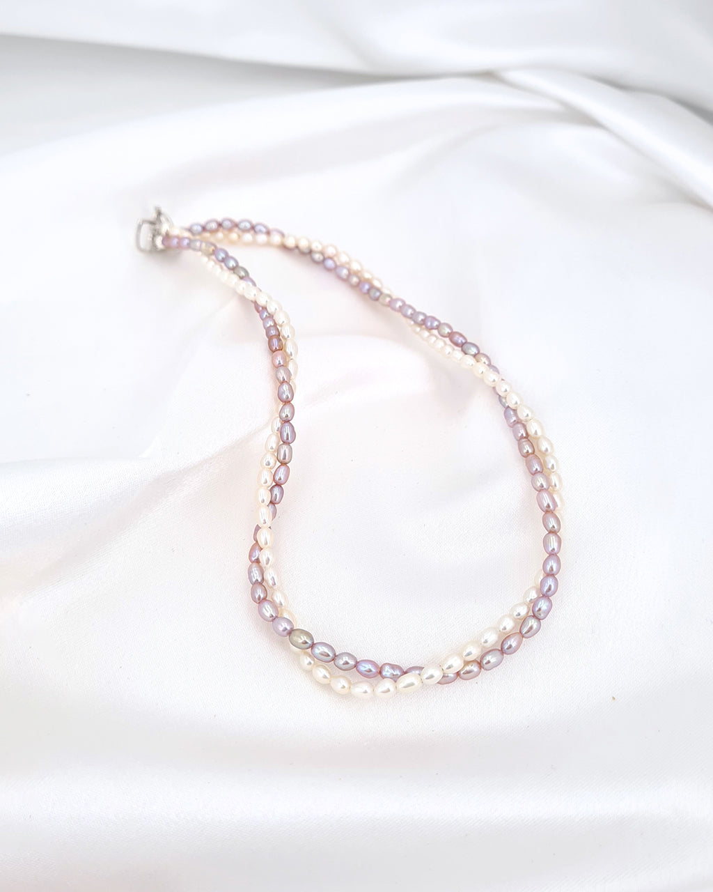 Tiny Pearl Necklace - Lavender Purple Stackable Necklace Jewelry