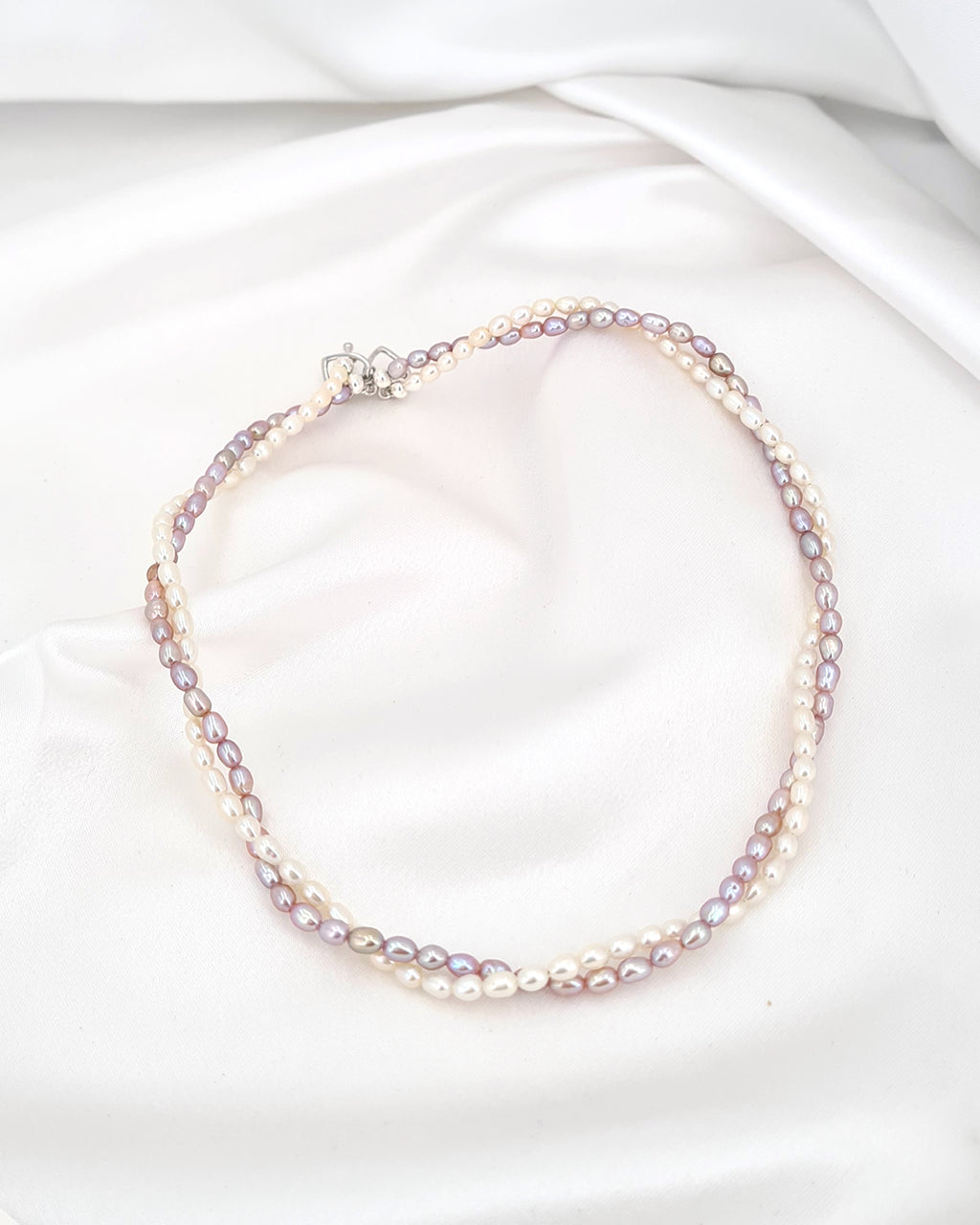 Tiny Pearl Necklace - Lavender Purple Stackable Necklace Jewelry