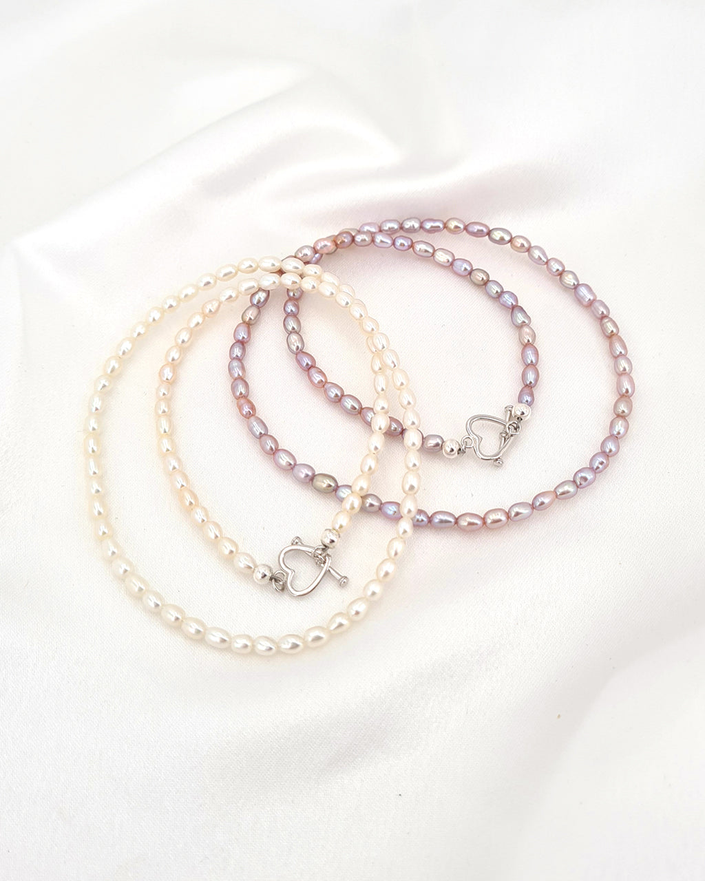 Tiny Pearl Necklace - Lavender Purple Stackable Necklace Jewelry