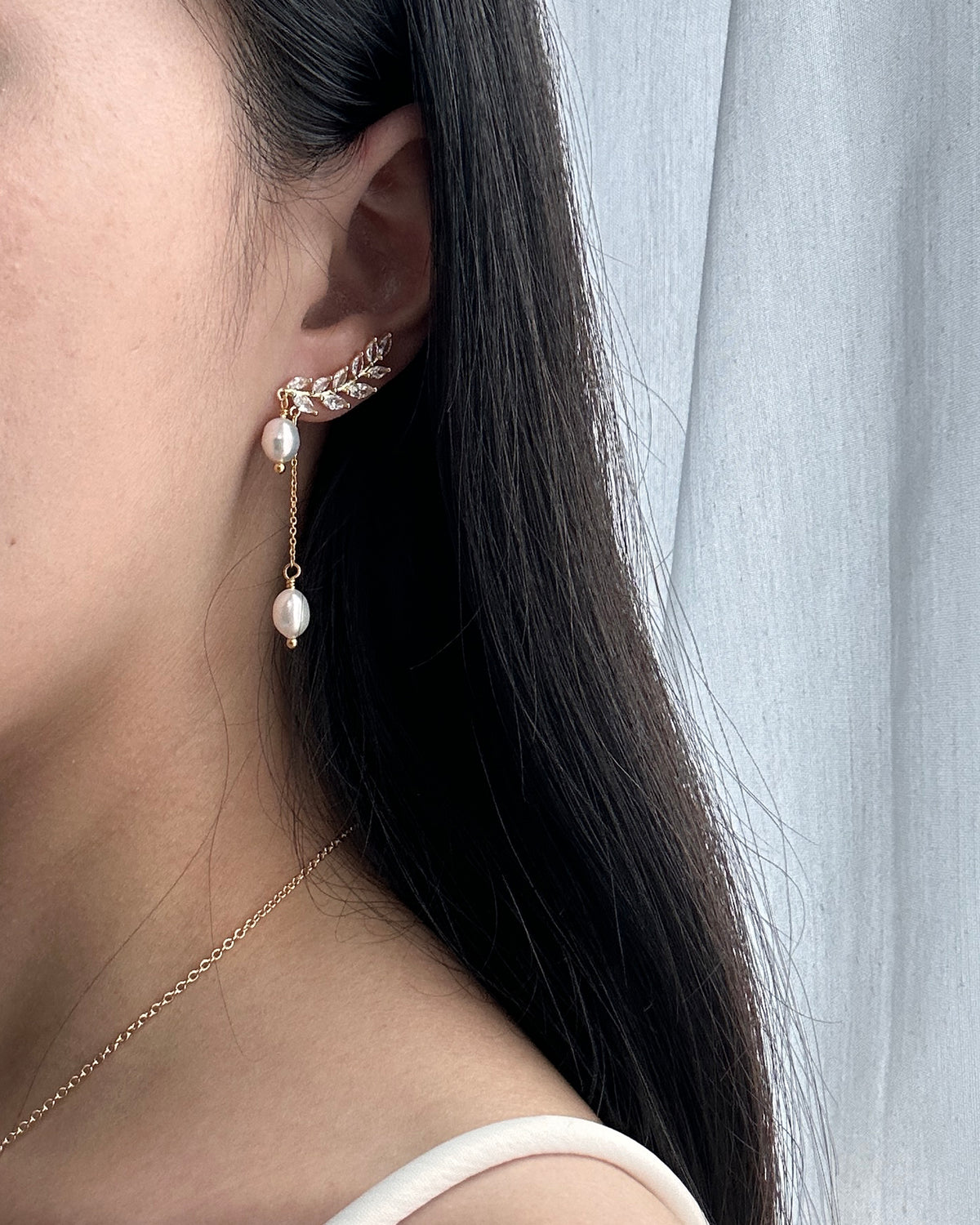Olive leaf climber earrings store