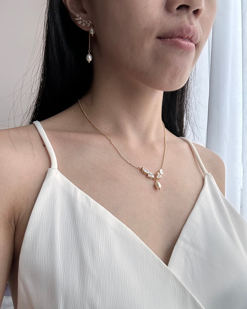 Olive leaf climber earrings top