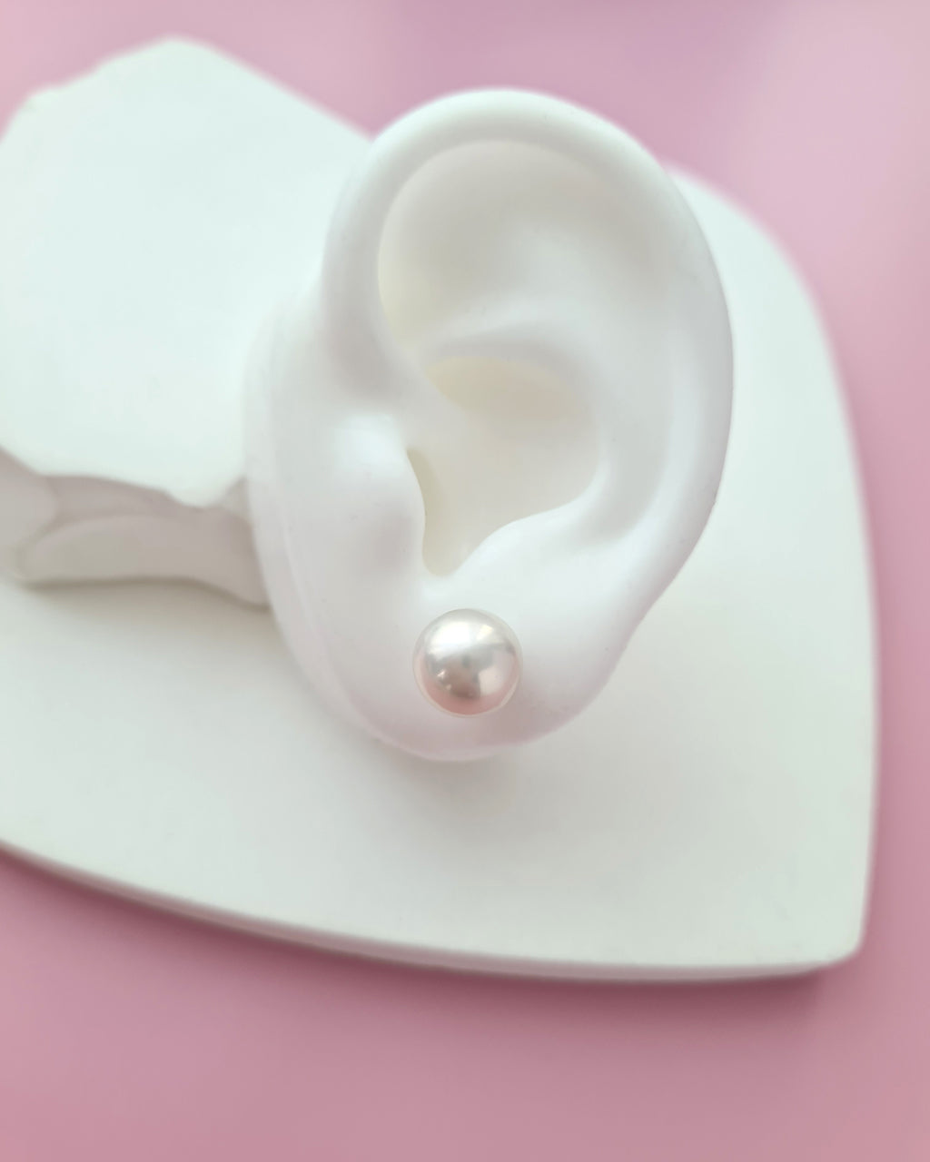 White Edison Pearl 18K White Gold Stud Earrings - 9mm to 10mm