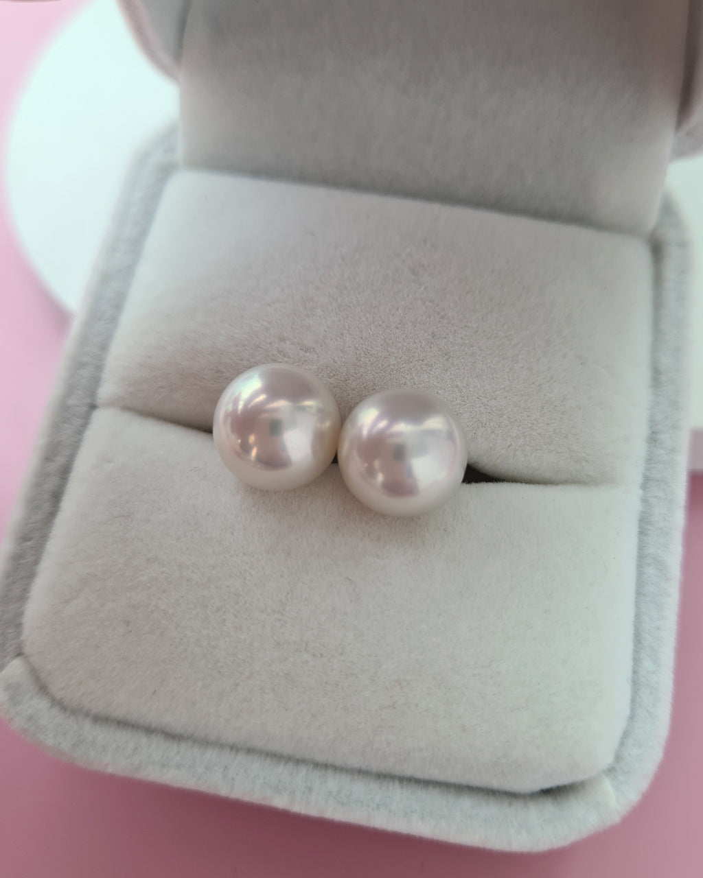 White Edison Pearl 18K White Gold Stud Earrings - 9mm to 10mm