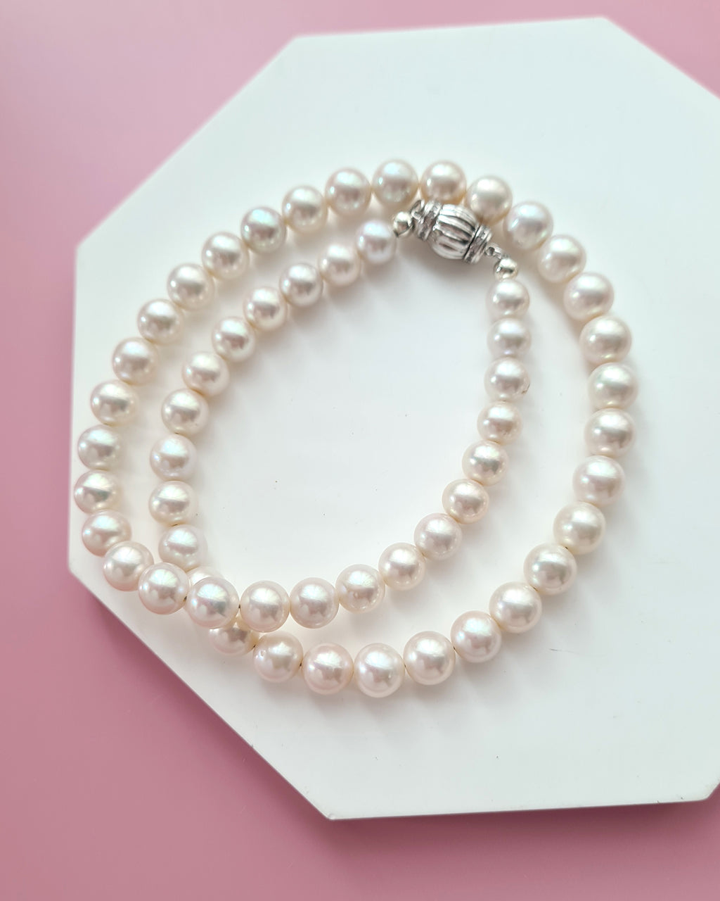 White Pearl Strand Necklace, Classic Pearl Jewelry in Singapore