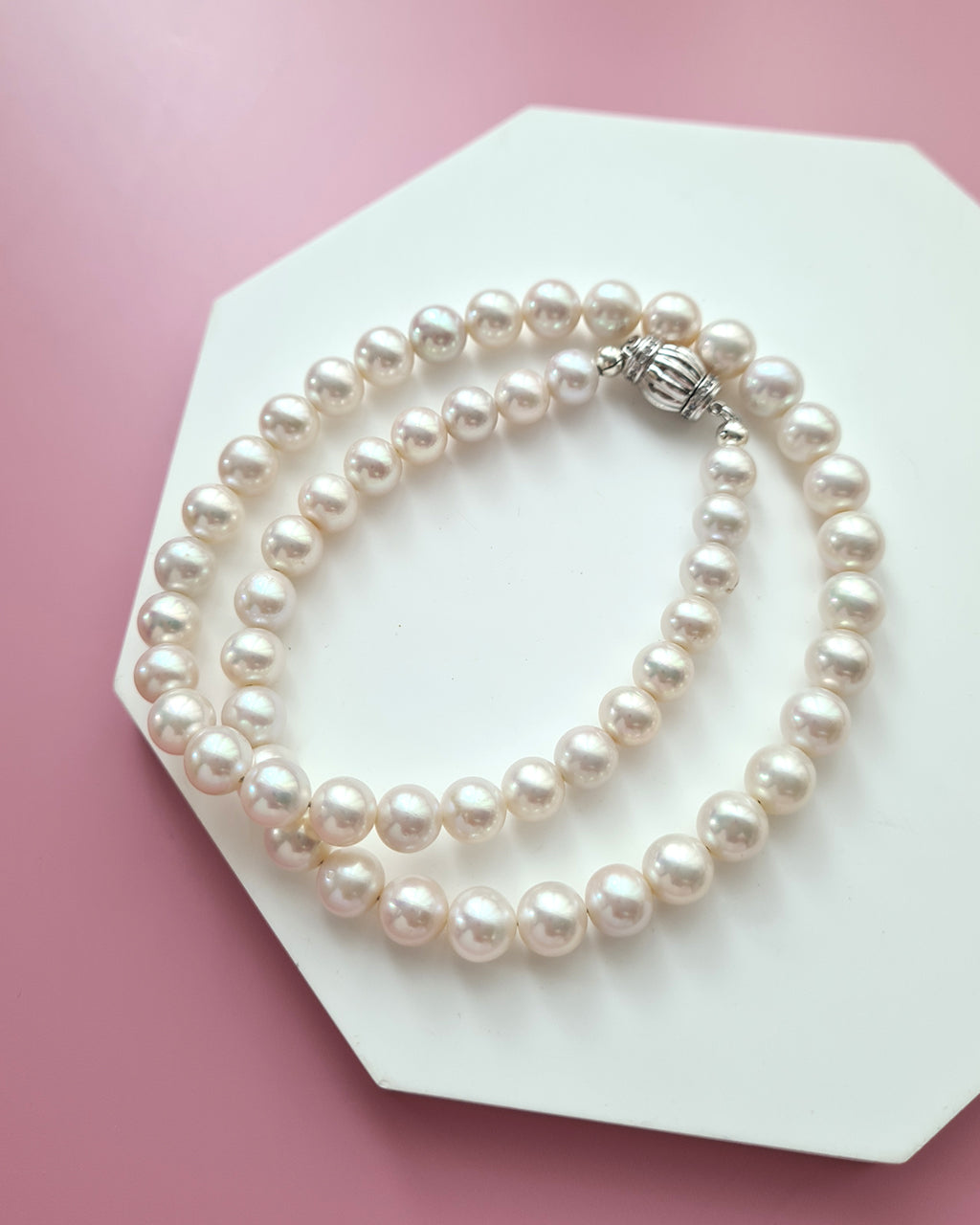 White Pearl Strand Necklace, Classic Pearl Jewelry in Singapore