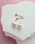 White Akoya Pearl 18k Stud Earrings with Pink Sheen 7.5mm