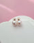 White Akoya Pearl 18k Stud Earrings with Pink Sheen 7.5mm