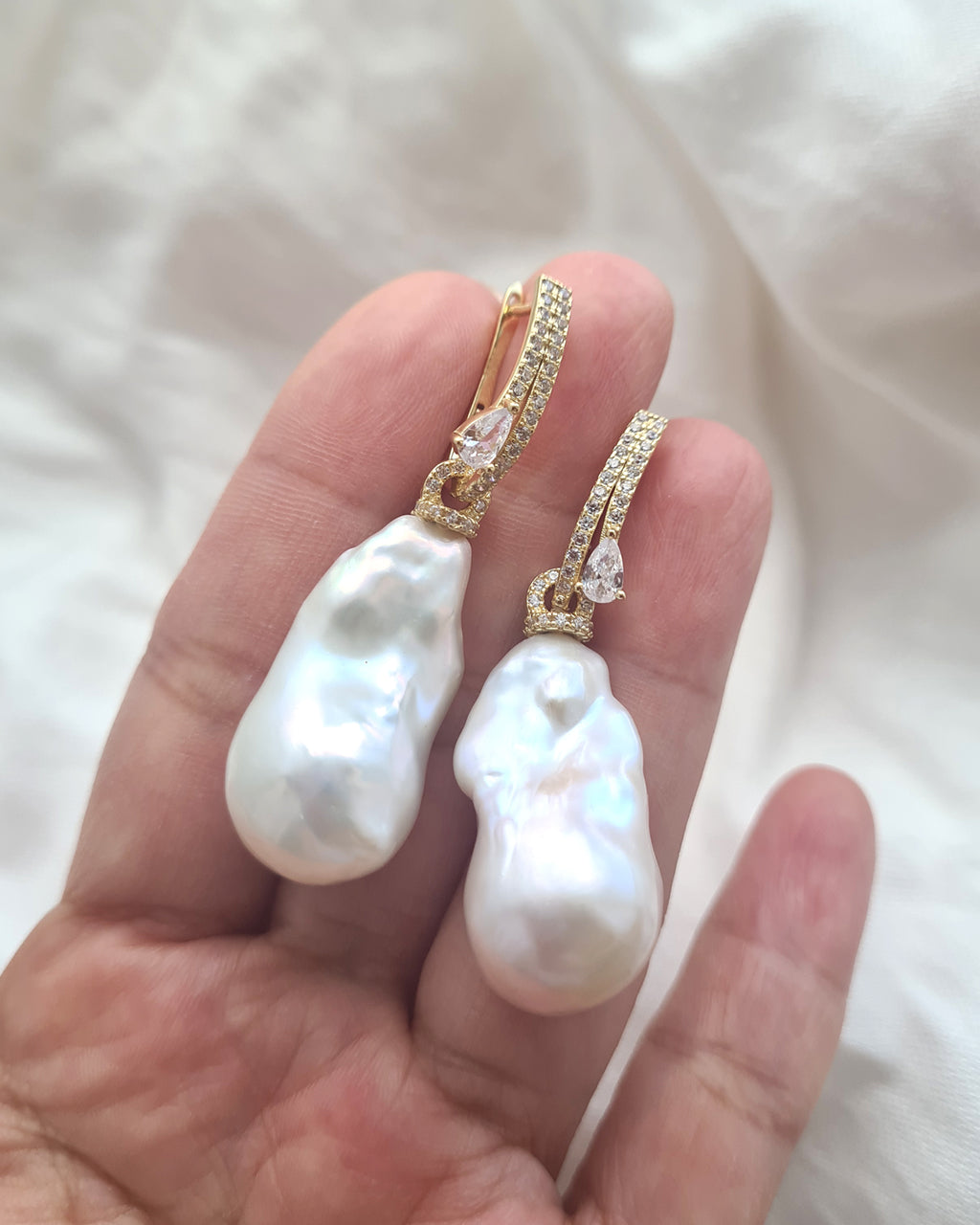 Extra large baroque pearl earrings shop