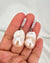 Large White Baroque Pearl Earrings - Olive Leaf Huggie Hoop Earrings
