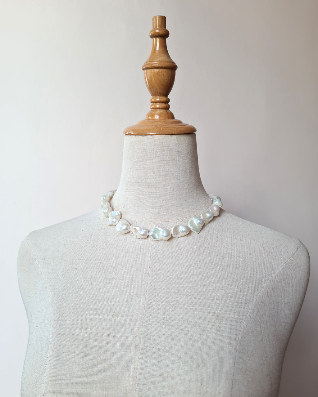 White Baroque Pearl Strand Necklace - Rainbow Radiance Pearl Jewelry in Singapore