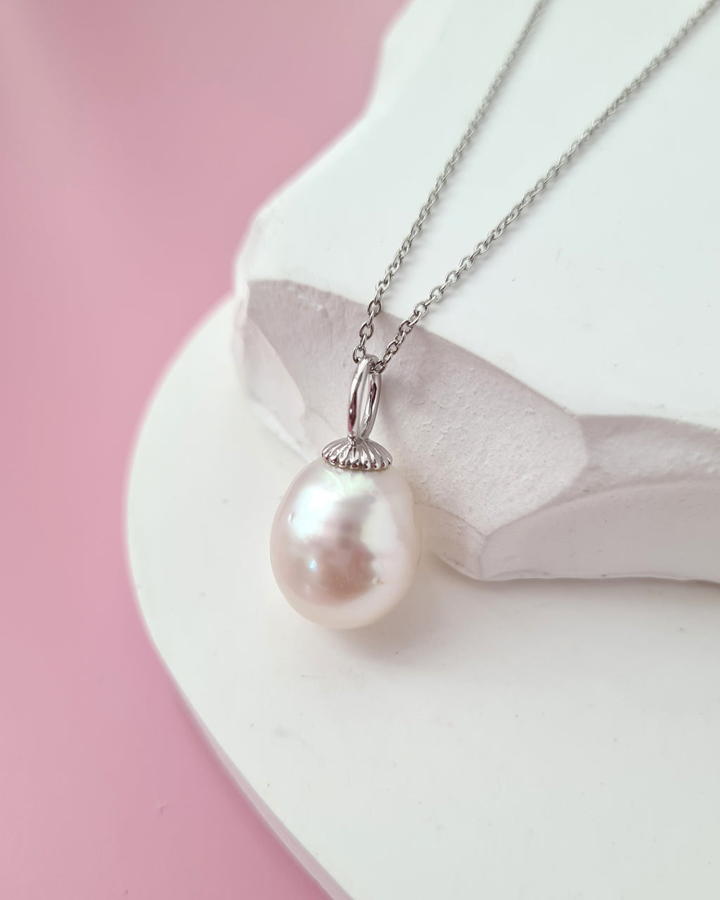 White South Sea Pearl Pendant Necklace, Affordable Sterling Silver Pearl Jewelry in Singapore
