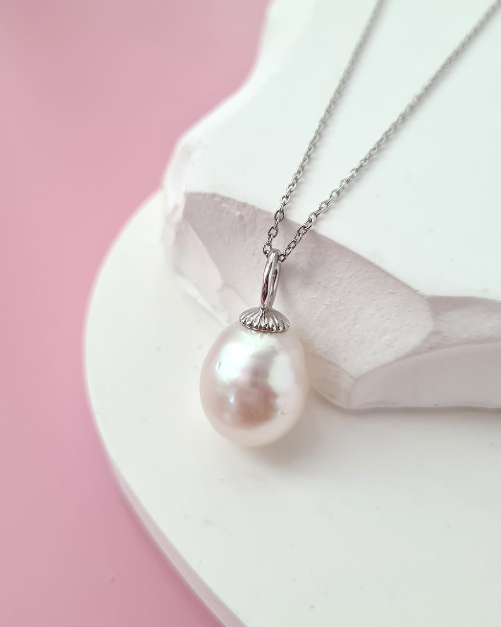 White South Sea Pearl Pendant Necklace, Affordable Sterling Silver Pearl Jewelry in Singapore