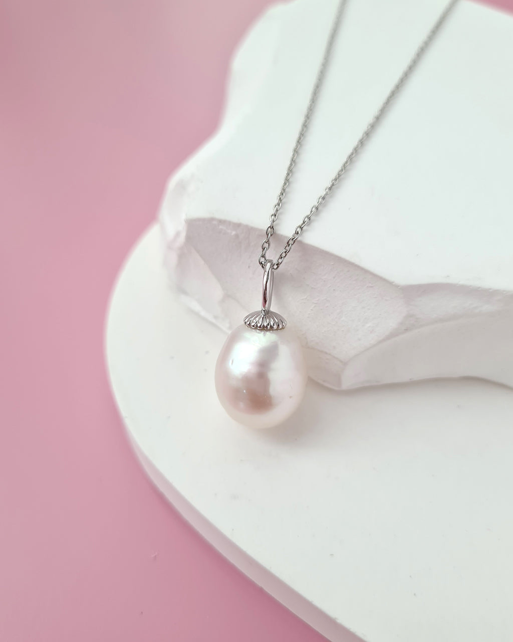 White South Sea Pearl Pendant Necklace, Affordable Sterling Silver Pearl Jewelry in Singapore