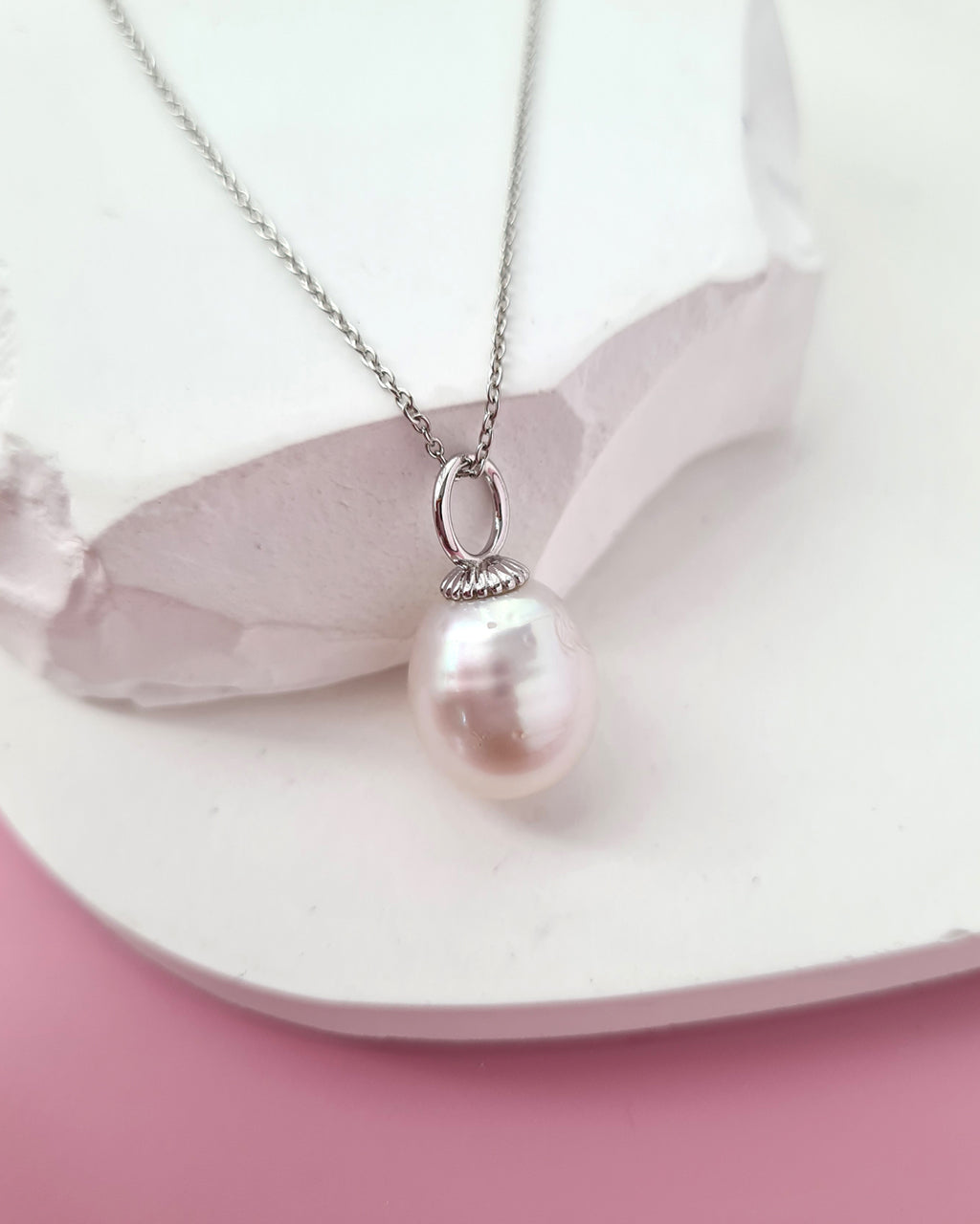 White South Sea Pearl Pendant Necklace, Affordable Sterling Silver Pearl Jewelry in Singapore