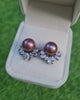 Purple Edison Pearl Earrings - Detachable Jacket Stud Earrings