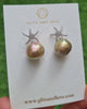 Wrinkled Pearl Earrings - Starfish & Metallic Green Pearl Earrings, Pearl Jewelry for Pearl Lovers