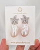 Large White Baroque Pearl Earrings - Lily Floral