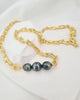 Tahitian Pearl Necklace with Gold Horseshoe Link Chain Handmade in Singapore
